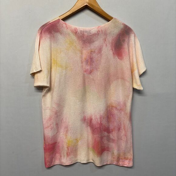 NWT Bianco & Blue Short Sleeve Knit Top Sweater Size Large Acrylic Italy C065 -8 - Picture 12 of 16